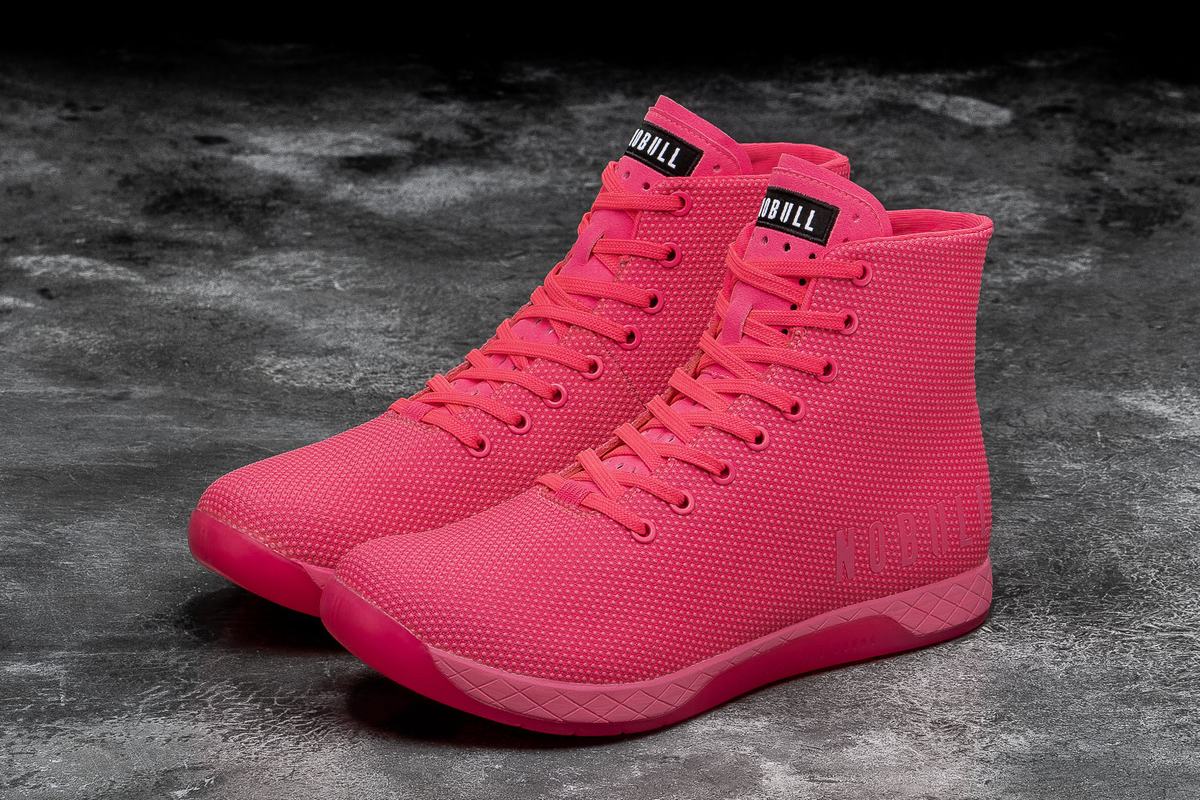 Nobull Superfabric High-Top Neon Women's Trainers Pink | Australia (ZL4259)